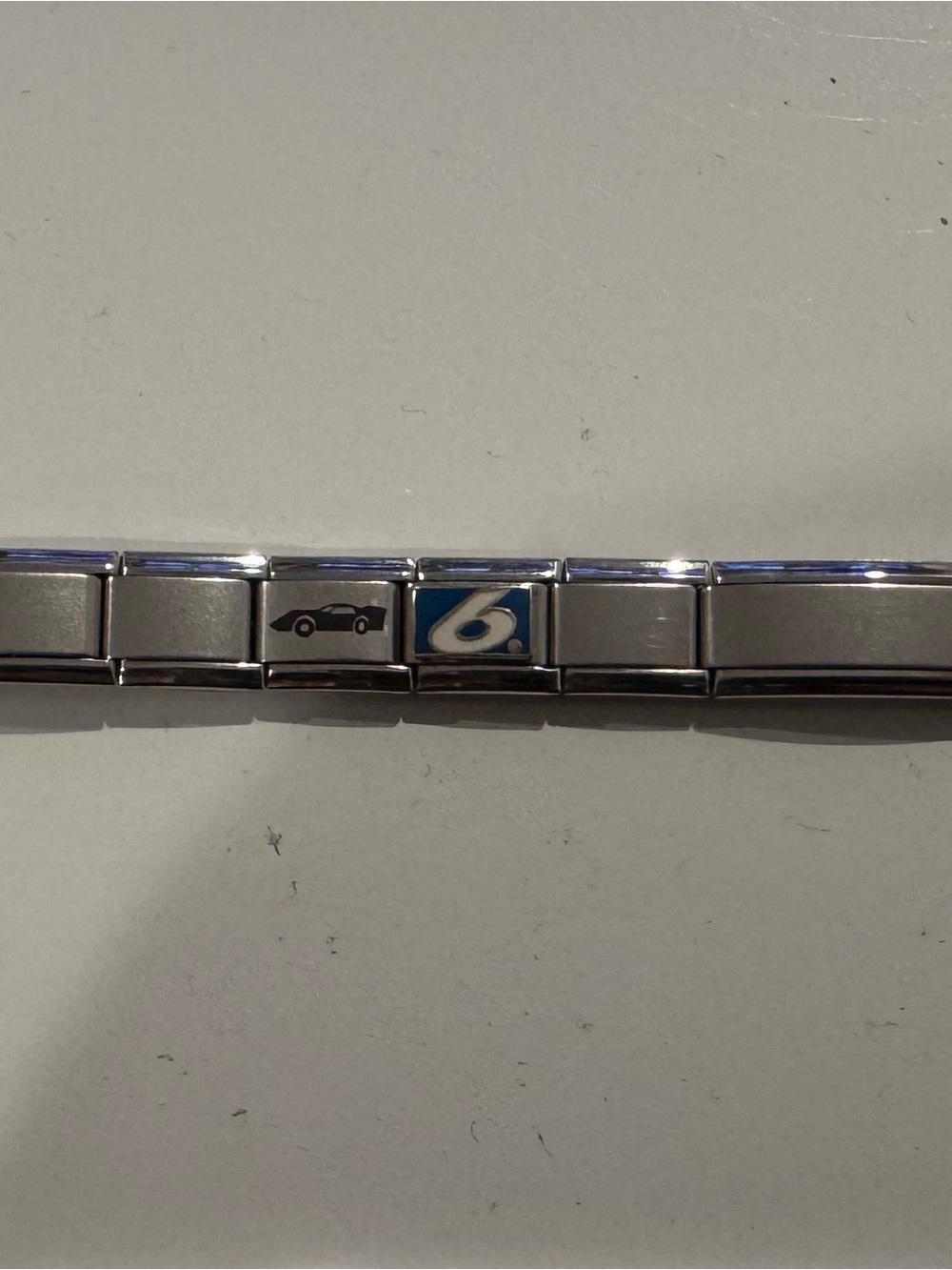 Y2K Italian Charm Bracelet Stainless Steel NASCAR #6 Mark Martin Racing